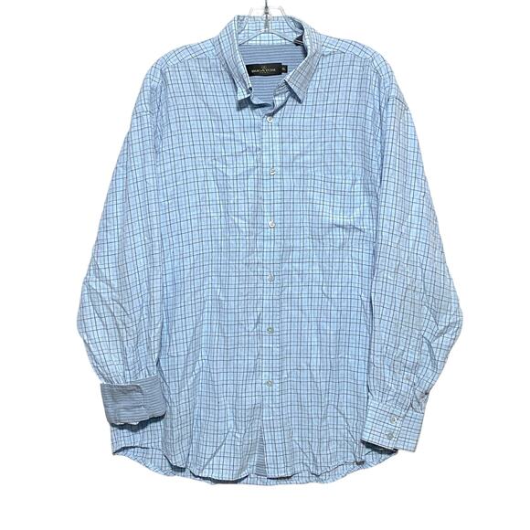 Bugatchi Other - Bugatchi Uomo Blue White Checkered Button Shirt Rayon Blend Flip Cuff Mens XL